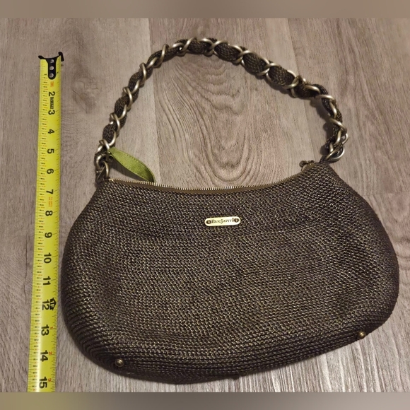 Eric Javits Brown Woven Shoulder Bag with Chain Strap - Picture 6 of 8